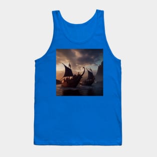 Viking Raiders on Longships Tank Top